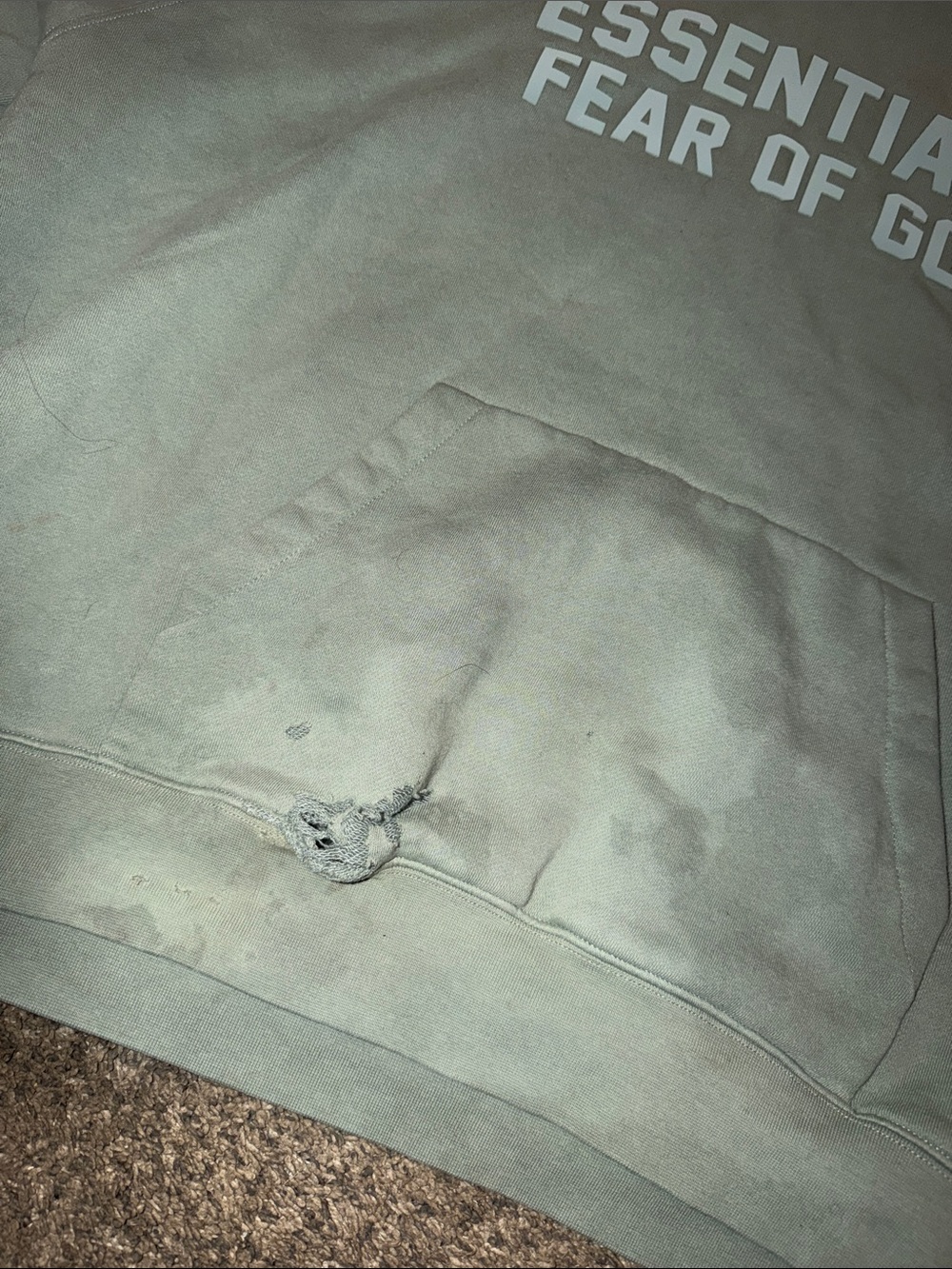 Fear of God Essentials Pullover Hoodie - Sage Green - Picture 2 of 7